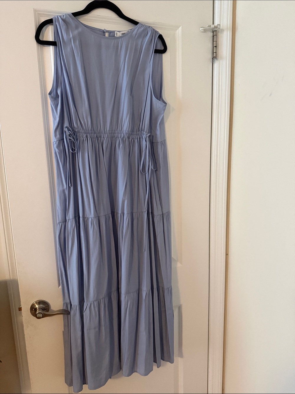 NWT mango tiered waist tie dress light blue sz xl extra large